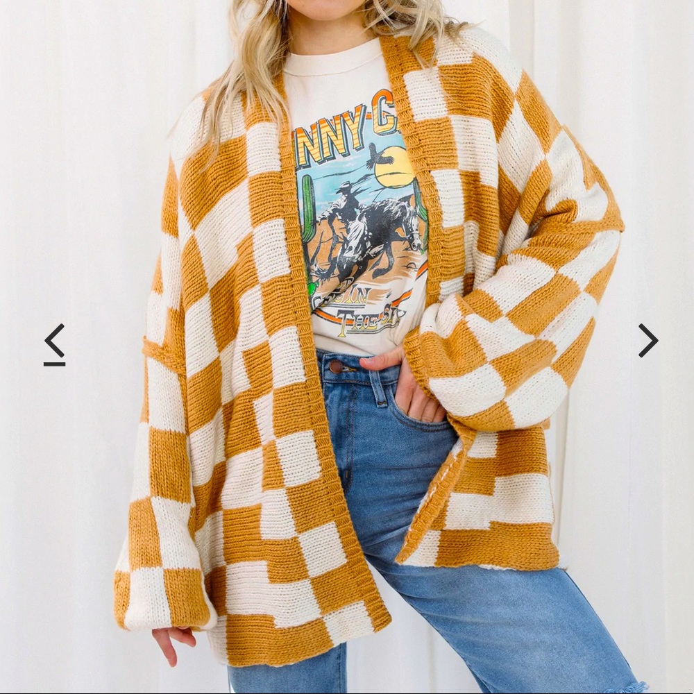 checkered cardigan